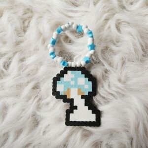 Mushroom Perler Kandi Bracelet - Light Blue